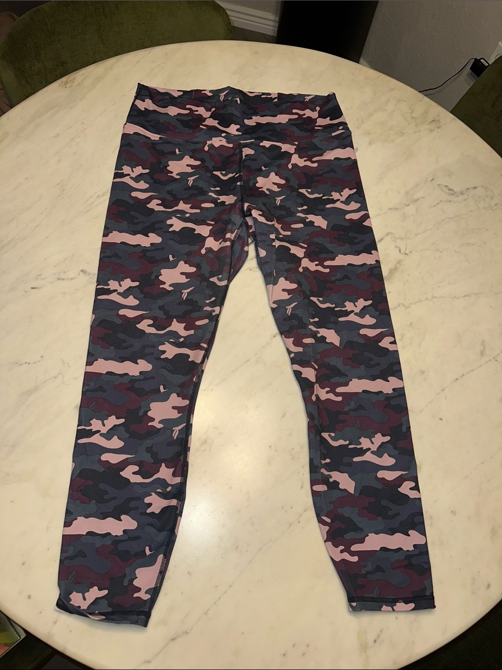 Fabletics Powerhold Camouflage Active Leggings - Pink & purple size Large